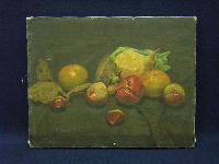 五味悌四郎画「昭和二十六年作 秋の果物」F6号 一水会会員